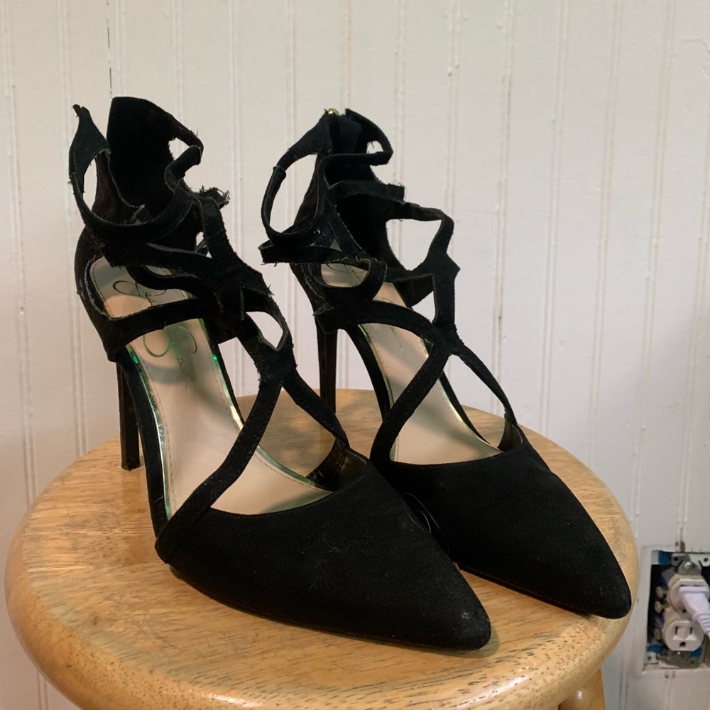 Black heels worn
